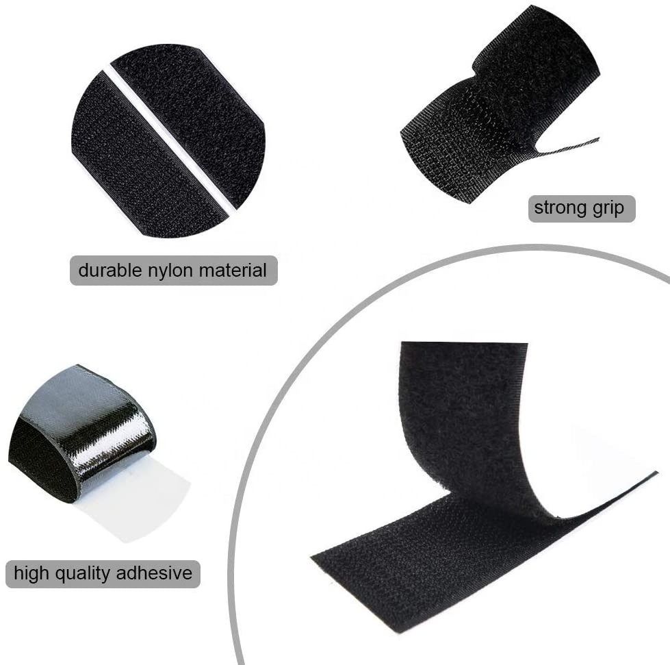 Manufacturers selling 70% nylon black hook and loop strap velcroes self adhesive hook and loop fastener tape