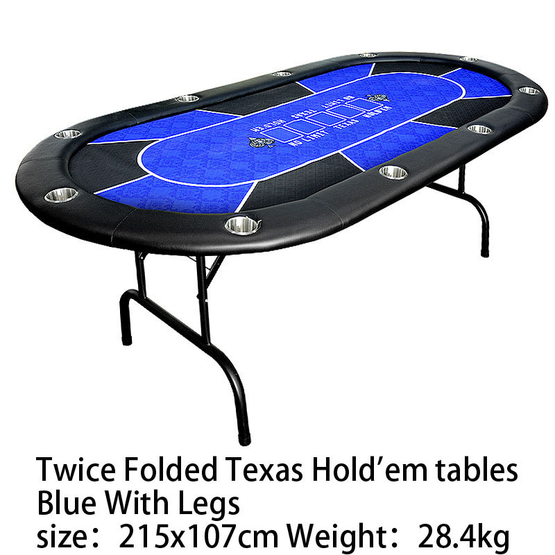 Folding Texas Hold 'em Poker Table with Leather Cushioned Rail 10 Player Gambling Tables