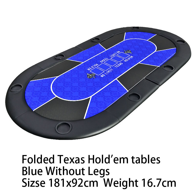 Folding Texas Hold 'em Poker Table with Leather Cushioned Rail 10 Player Gambling Tables