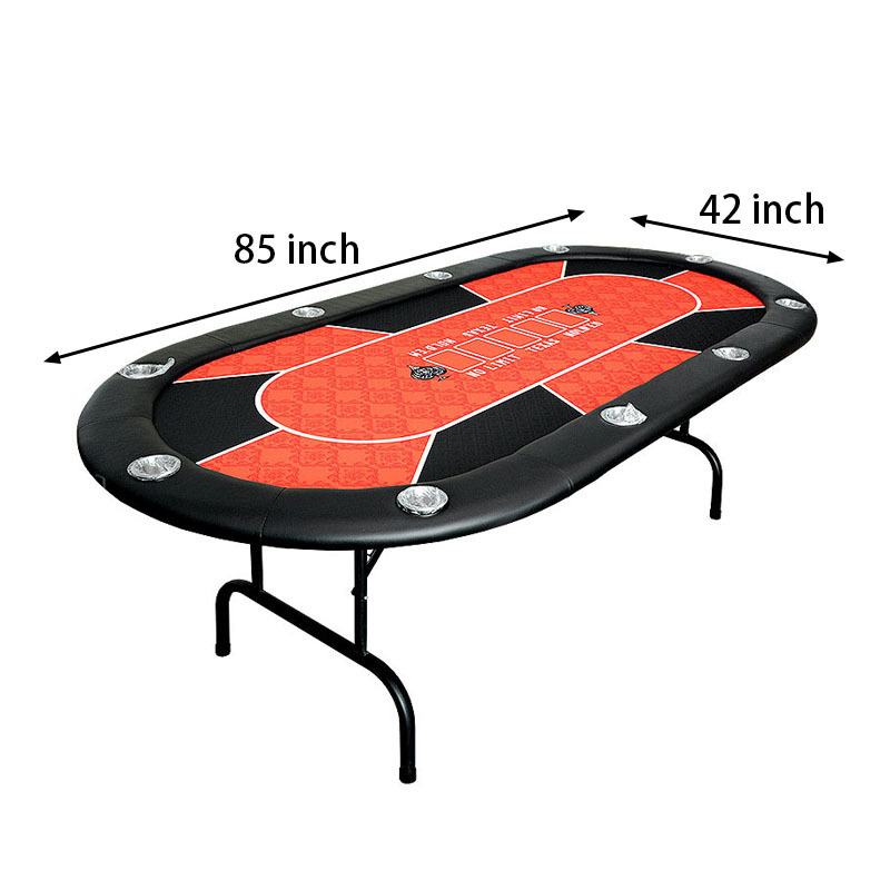 Folding Texas Hold 'em Poker Table with Leather Cushioned Rail 10 Player Gambling Tables