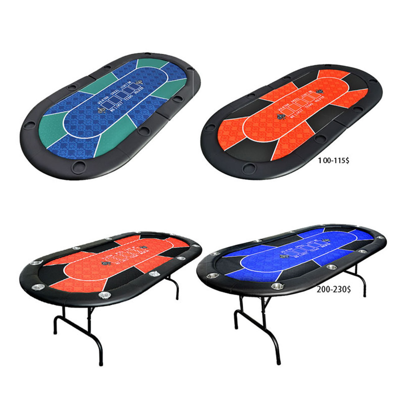 Poker Mat 10 Players Blackjack Texas Hold'em Poker Rubber Mat Poker Topper Portable Table Top Layout With Carrying Bag Casino