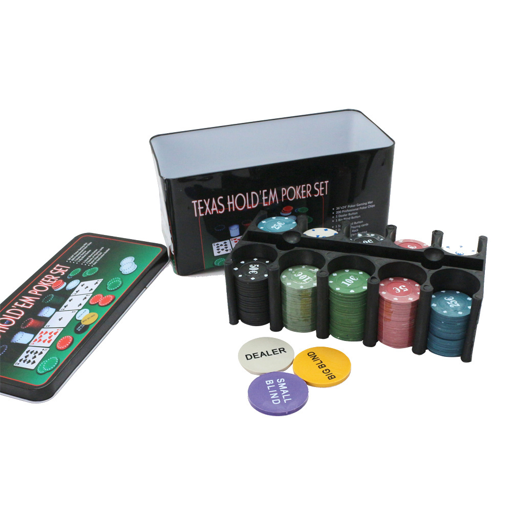 Texas Hold em Poker Game Set Includes Mat Chips Chip Holder and Tin Storage Box Fun Game Night Supplies Casino Gift