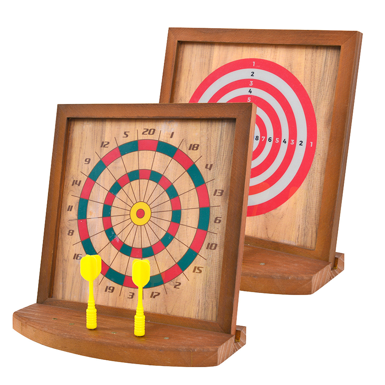 2IN1 Wood Foldable Dart Board Game Tournament Bristle Dartboard and Easy Cabinet with 6 Steel Tip Darts