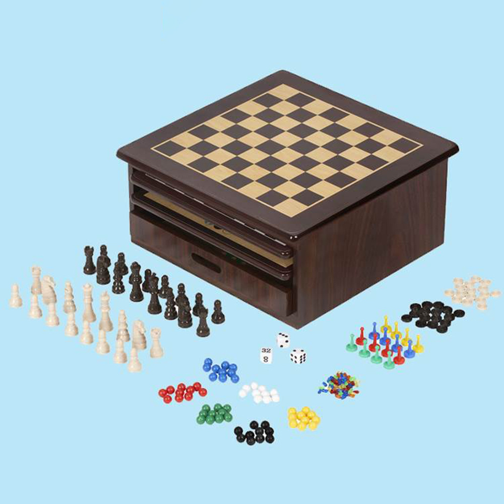 New design Multi-function Wooden 15 in 1 or 10 in 1 games set chess backgammon ludo checker sanke ladder mancala