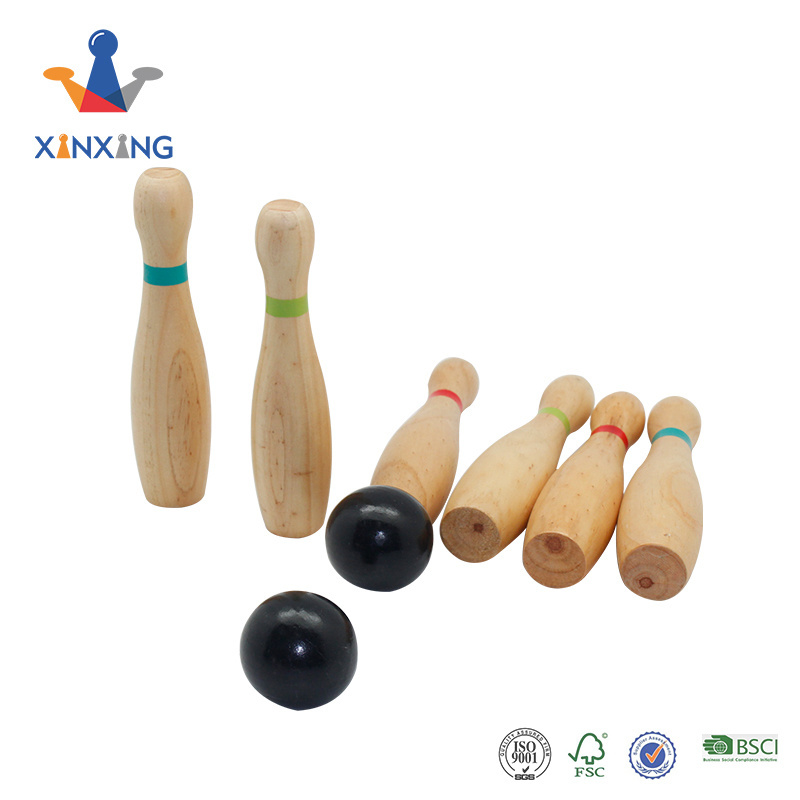 OUTDOOR WOODEN  NATURAL WOODEN BOWLING SET FOR KIDS AND   ADULTS WITH 10 BOWLING