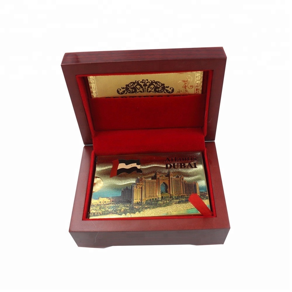 24K Gold Plated Poker Game 54 Playing Cards + Wooden Box For Party Casino Gift