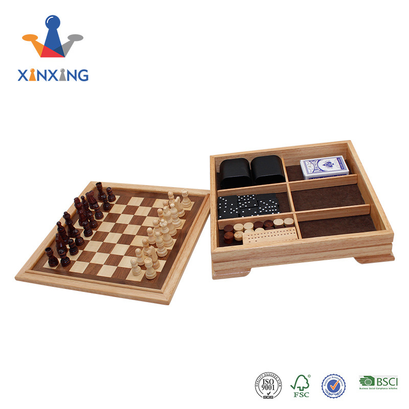 wood chess board 5-in-1 chess backgammon table set