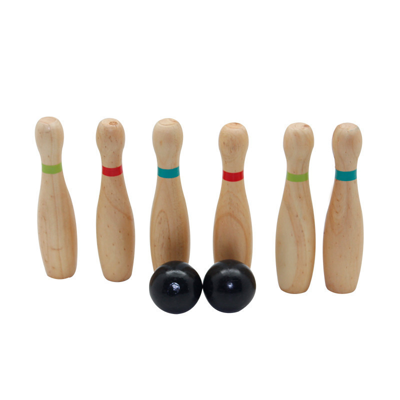 OUTDOOR WOODEN  NATURAL WOODEN BOWLING SET FOR KIDS AND   ADULTS WITH 10 BOWLING