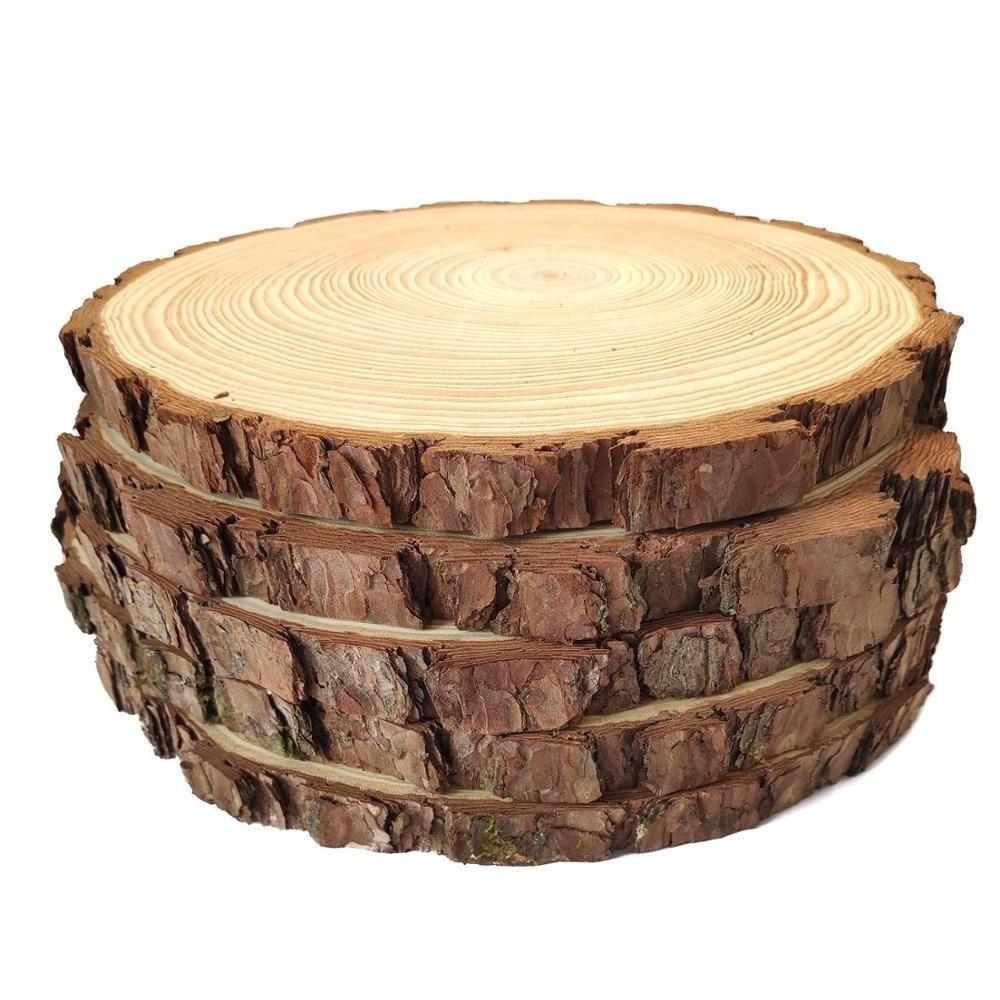 Natural Wood Slices Round Pine Wood Slabs 5 Pack Round Rustic Woods Slices 9