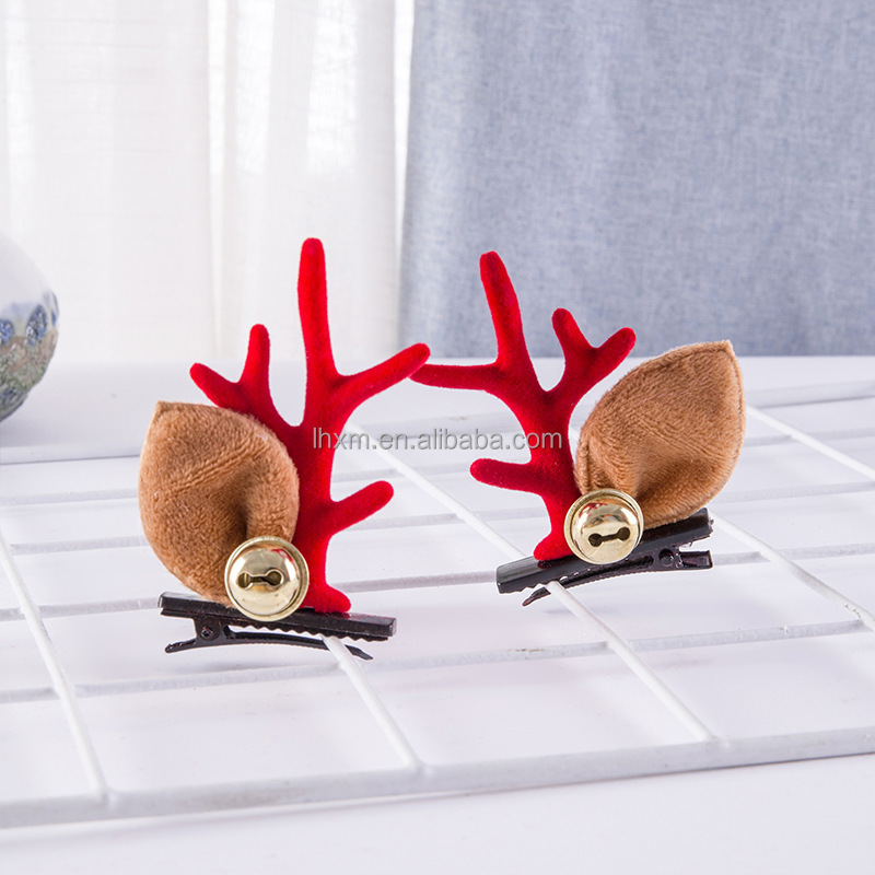 New Arrived Delicate Elk Ear Hair Hoop Cute Snowman Bell Mushroom Hair Clip Set for Christmas Product