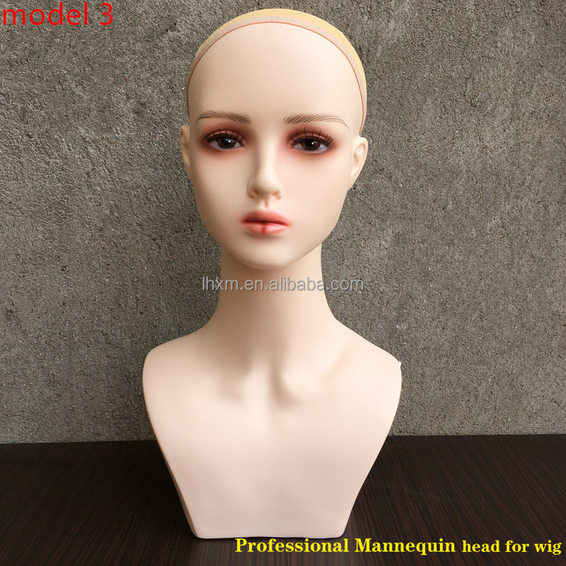 2023 PVC Female Mannequin Head Asian Mannequin Head Realistic Mannequin Heads with Shoulders for Display