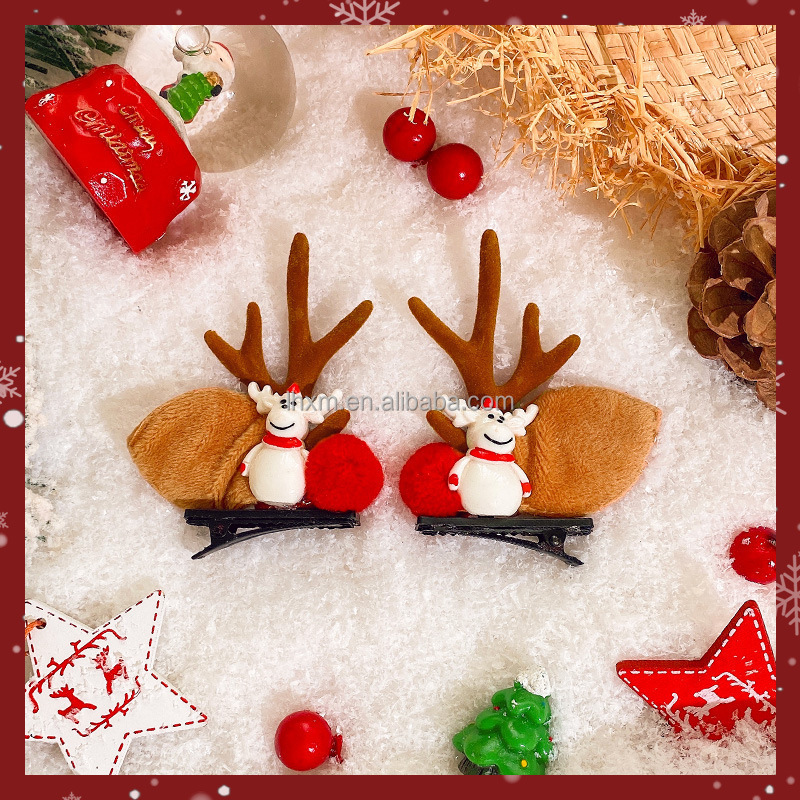 New Arrived Delicate Elk Ear Hair Hoop Cute Snowman Bell Mushroom Hair Clip Set for Christmas Product