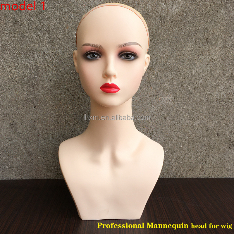 2023 PVC Female Mannequin Head Asian Mannequin Head Realistic Mannequin Heads with Shoulders for Display