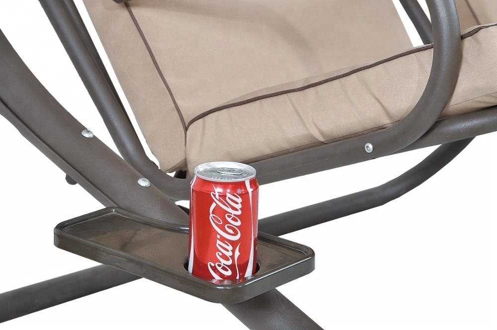 outdoor swing 2-seater steel patio swing with polyester sun shade,patio swing with canopy