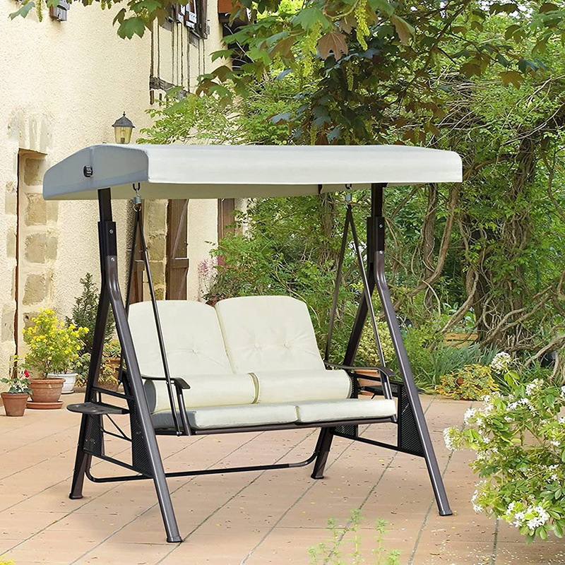 Garden swing Chair 2 seats outdoor swing with strip cushion Outdoor sofa swing chair