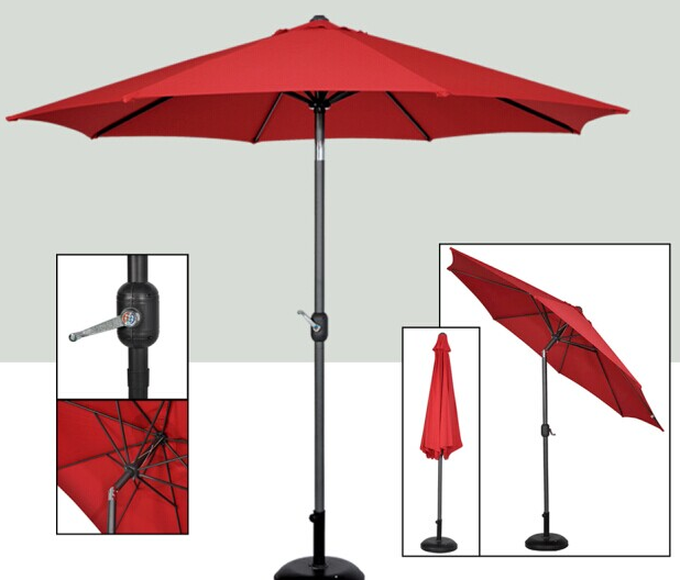 Market Steel Outdoor with Push Button Tilt and Crank decorative outdoor 9' patio umbrella