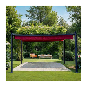 Outdoor Waterproof Garden Gazebo with Retractable Canopy and Powder Coated Aluminum Frame Metal Grape Trellis