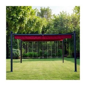 Outdoor Waterproof Garden Gazebo Retractable Canopy Powder Coated Aluminum Frame Metal Grape Trellis Pergola