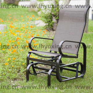 outdoor single seat rocker sling glider rocking chair teslin mesh fabric with metal frame