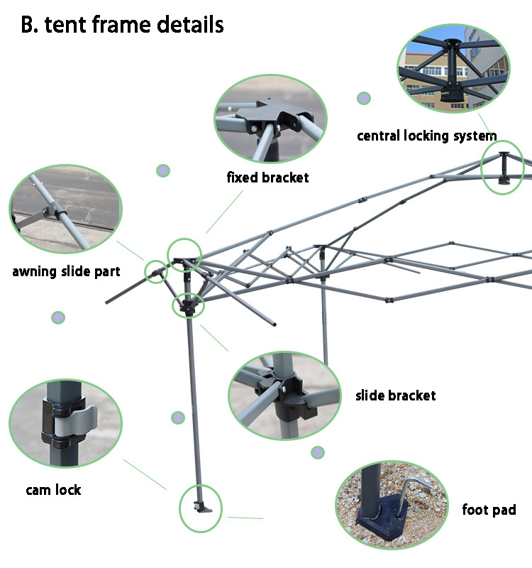 Hot Selling Outdoor 10x10 Anti-UV Waterproof Canopy Folding Metal Gazebo