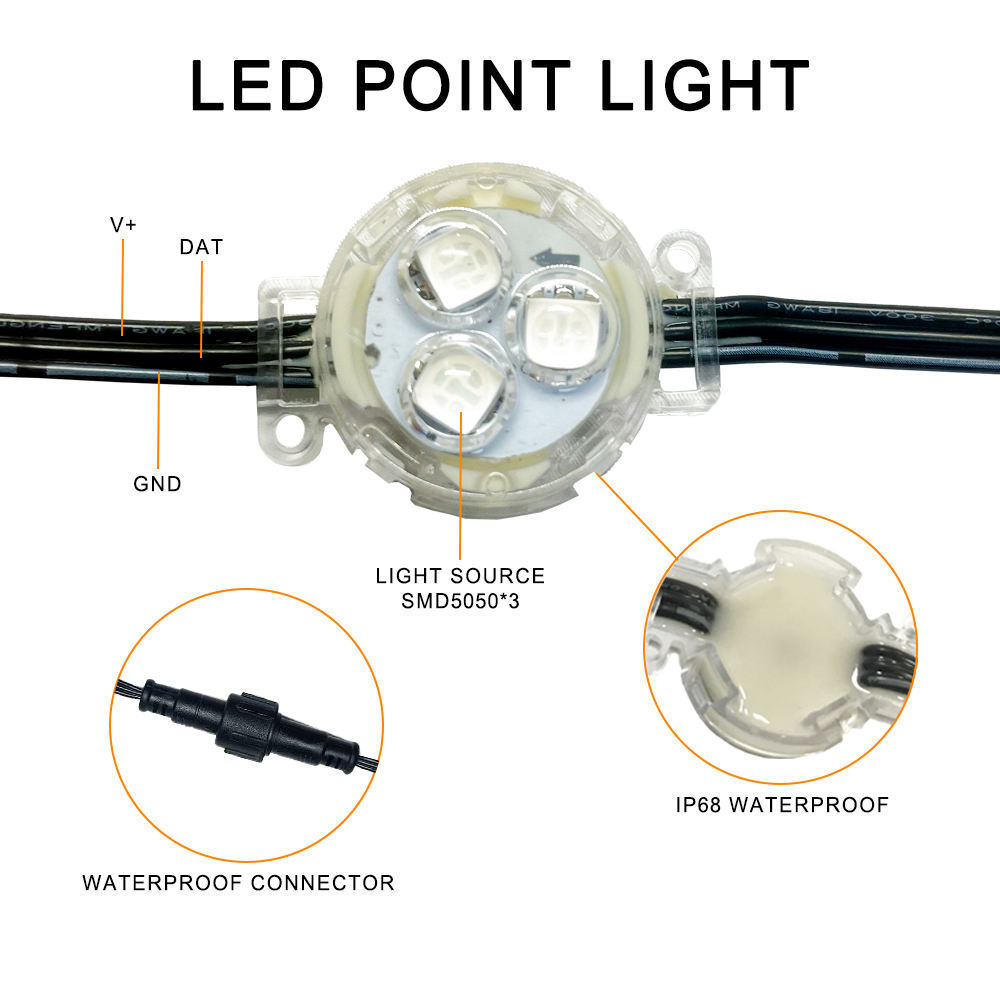 Factory Lighting 12v IP68 Outdoor Permanent Christmas Holiday Rgbw Led Pixel Point Light