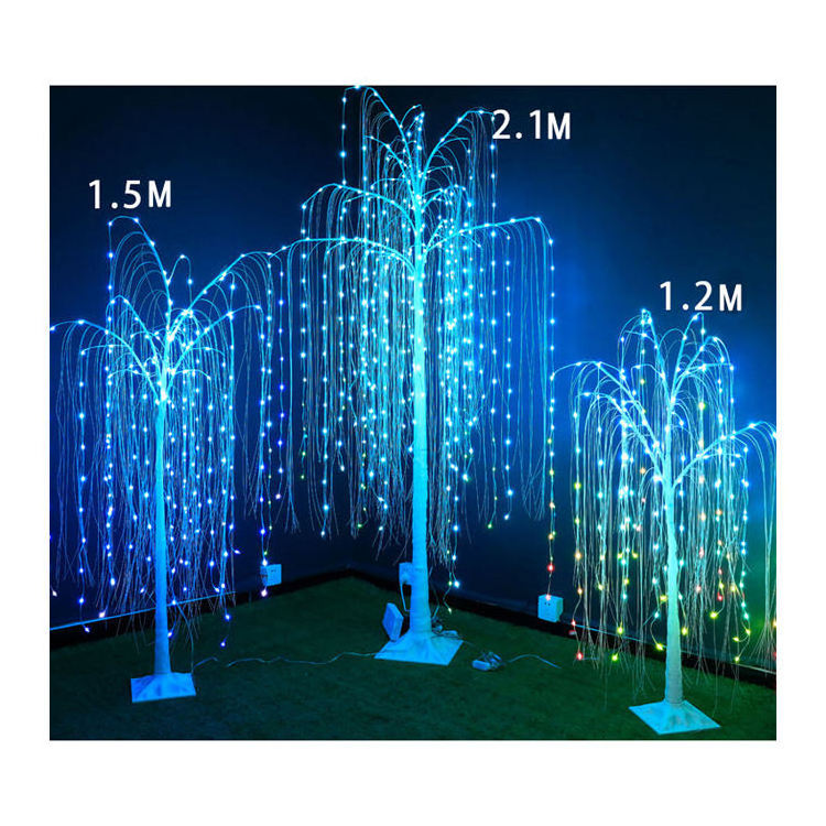 High quality  smart rgb christmas tree lights Mobile APP control artificial led weeping willow lighting