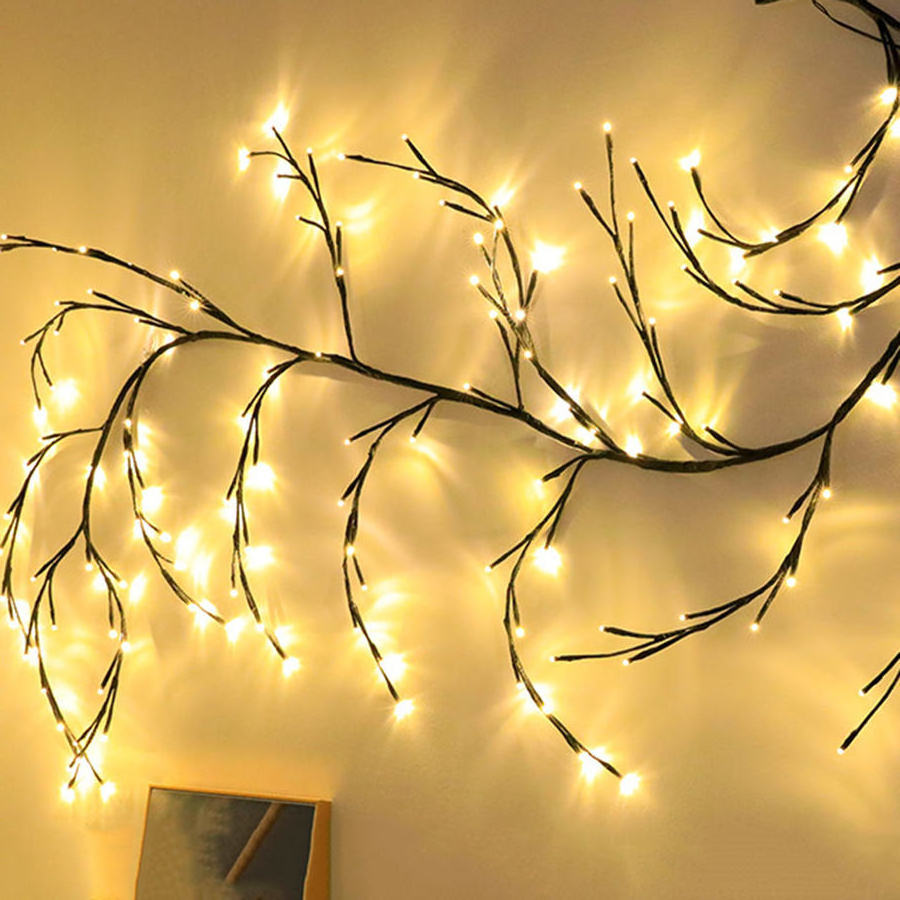 Vines with Lights Christmas Garland Light Flexible DIY Willow Vine Branch Light for Room Wall Wedding Party Decor