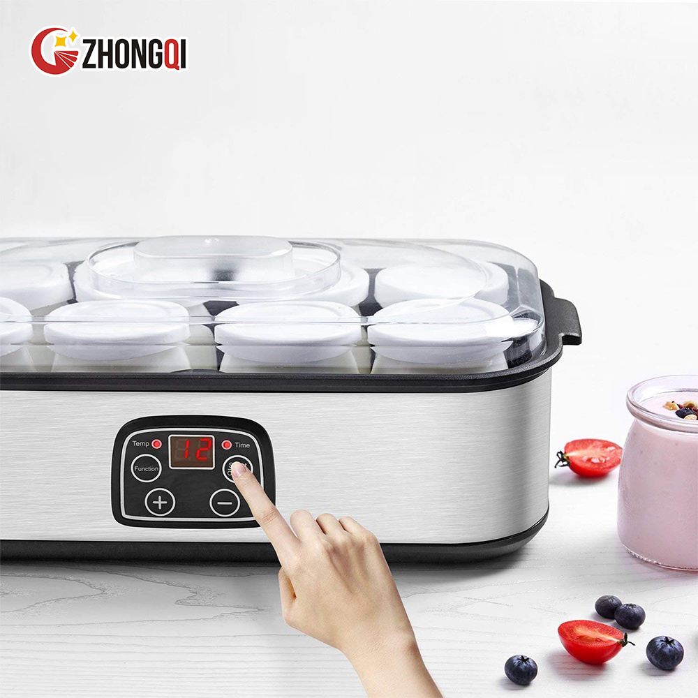 1.44L Glass 8 Jars of Mini Electric Yogurt Maker with Greek Yogurt Strainer and Temperature Control