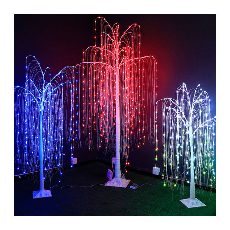 High quality  smart rgb christmas tree lights Mobile APP control artificial led weeping willow lighting