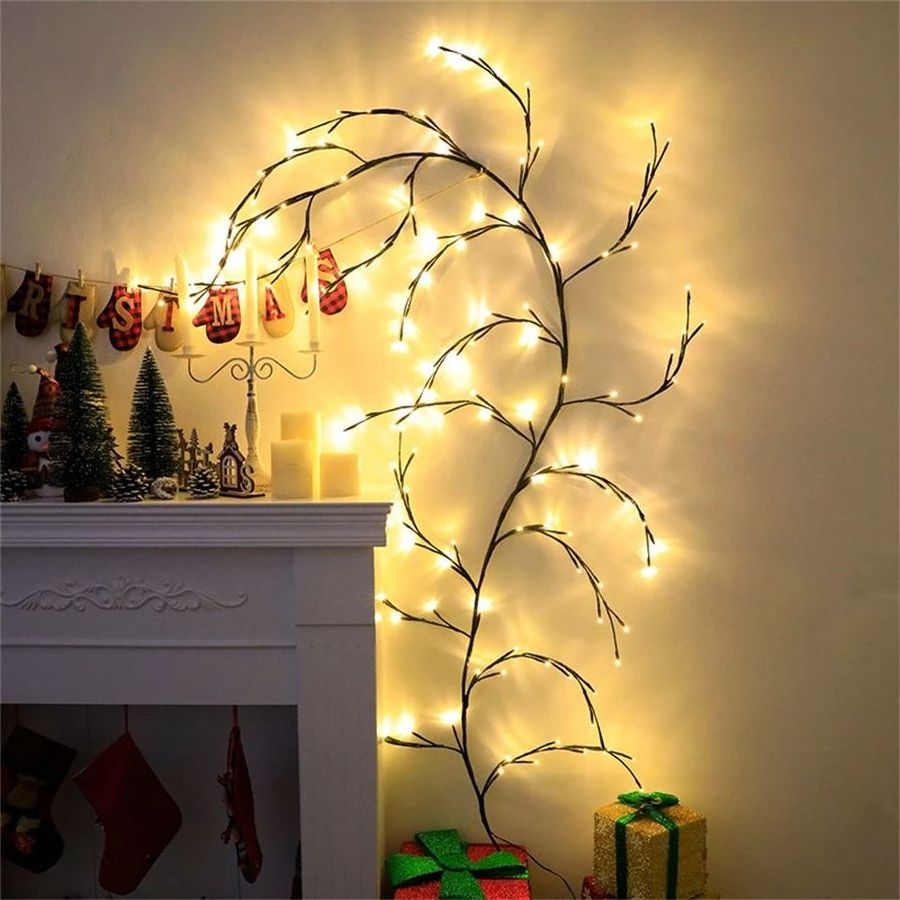 Vines with Lights Christmas Garland Light Flexible DIY Willow Vine Branch Light for Room Wall Wedding Party Decor