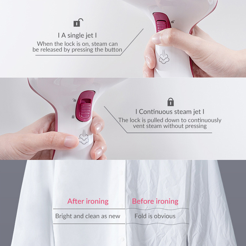 Wholesales Professional Vertical Travel Contain Flat Brush Water Cup Mini Handheld Garment Steamer For Fabric/