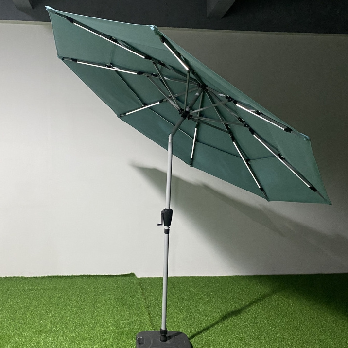 wholesale  10ft solar umbrella & base LED parasols patio outdoor garden outdoor furniture umbrellas nature