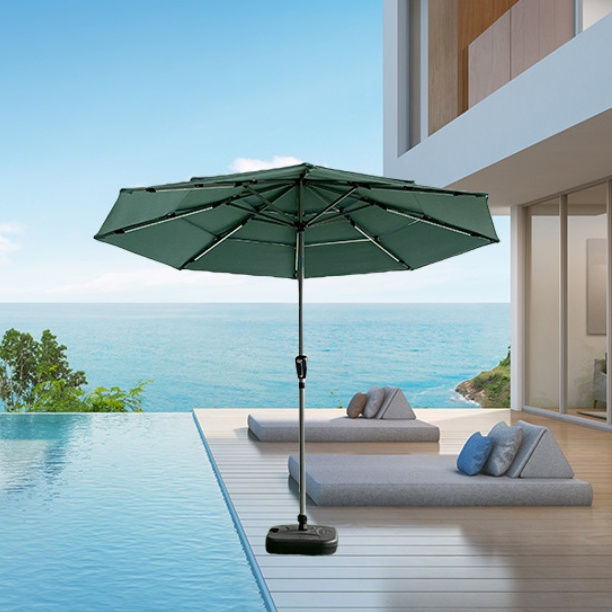 wholesale  10ft solar umbrella & base LED parasols patio outdoor garden outdoor furniture umbrellas nature