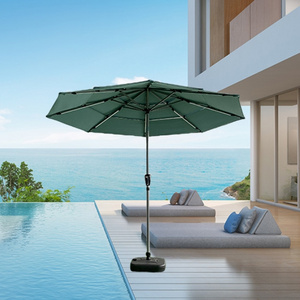 wholesale  10ft solar umbrella & base LED parasols patio outdoor garden outdoor furniture umbrellas nature