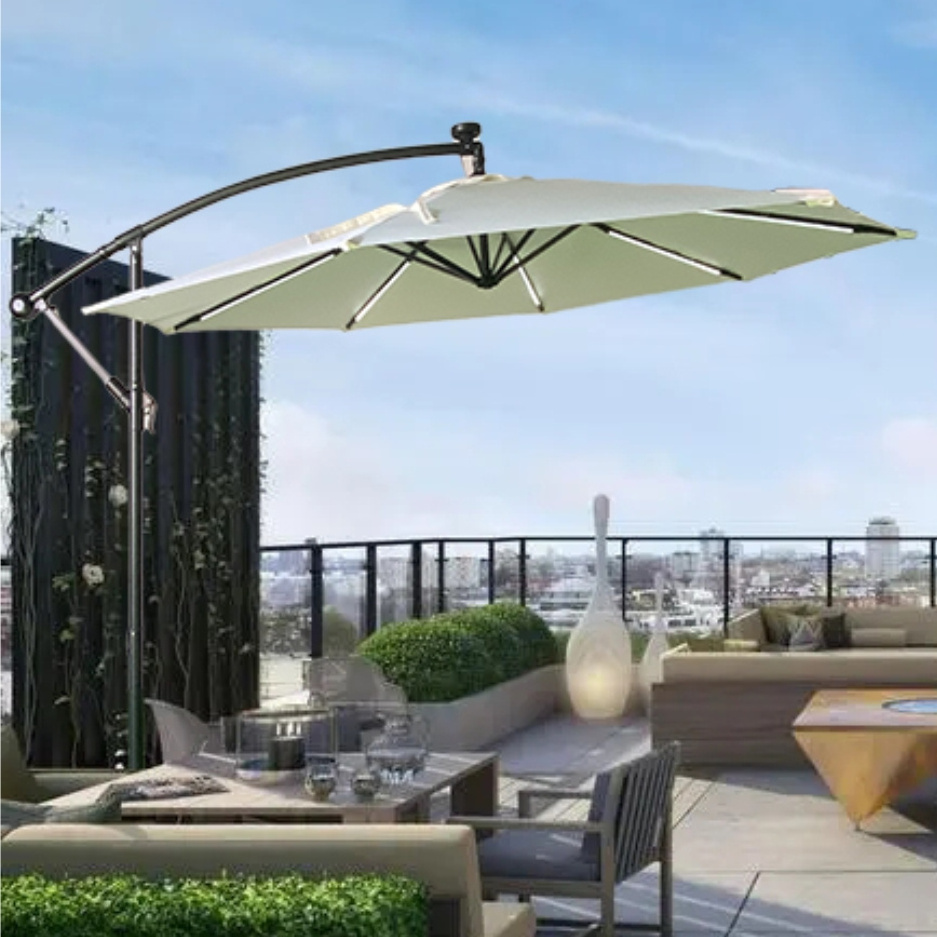 Great Price Superior Quality Furniture Huge Patio Table Garden Parasol Outdoor Banana Yard Umbrella with led light solar power