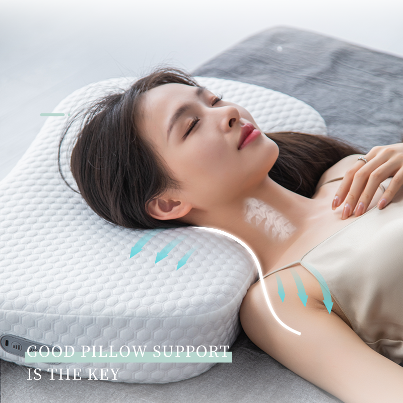 LICHANG Travel Cervical Spine Air Bag Lift Massage Pillow 2023 u Shaped Home Neck Shoulder Massage Sleep Pillow With Heat