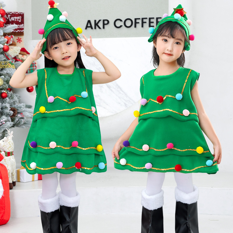 Children Christmas Cosplay Parent Child Performance Dance Perform Cosplay Costume Clothes Kids Princess pomp dress