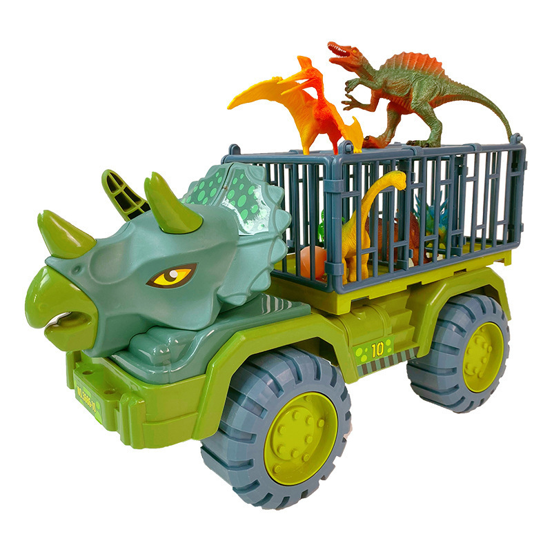 Dinosaur Transport Truck Play Set Large Size Tyrannosaurus Vehicle Carrier Car Toys Monster Truck With 12 Dino Figures