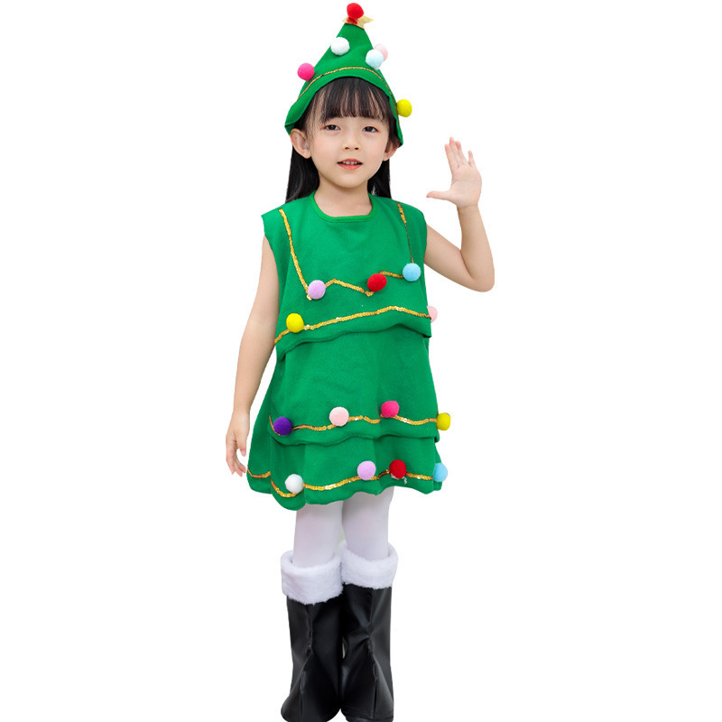 Children Christmas Cosplay Parent Child Performance Dance Perform Cosplay Costume Clothes Kids Princess pomp dress