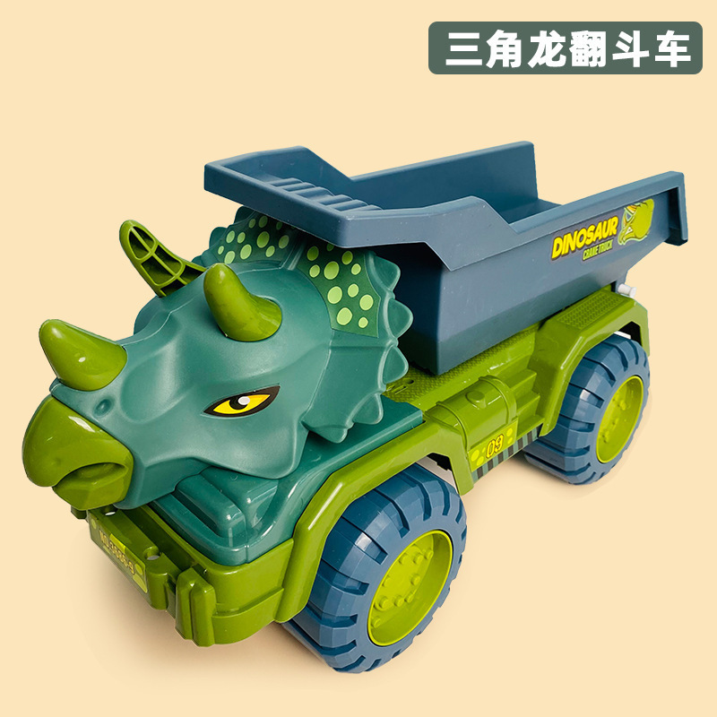 Dinosaur Transport Truck Play Set Large Size Tyrannosaurus Vehicle Carrier Car Toys Monster Truck With 12 Dino Figures