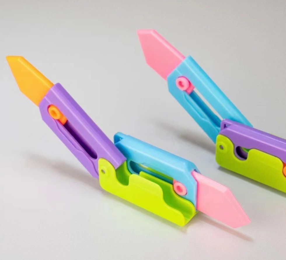 New radish knife double knife creative decompression toy 3D gravity folding glow-in-the-dark double knife children's toy