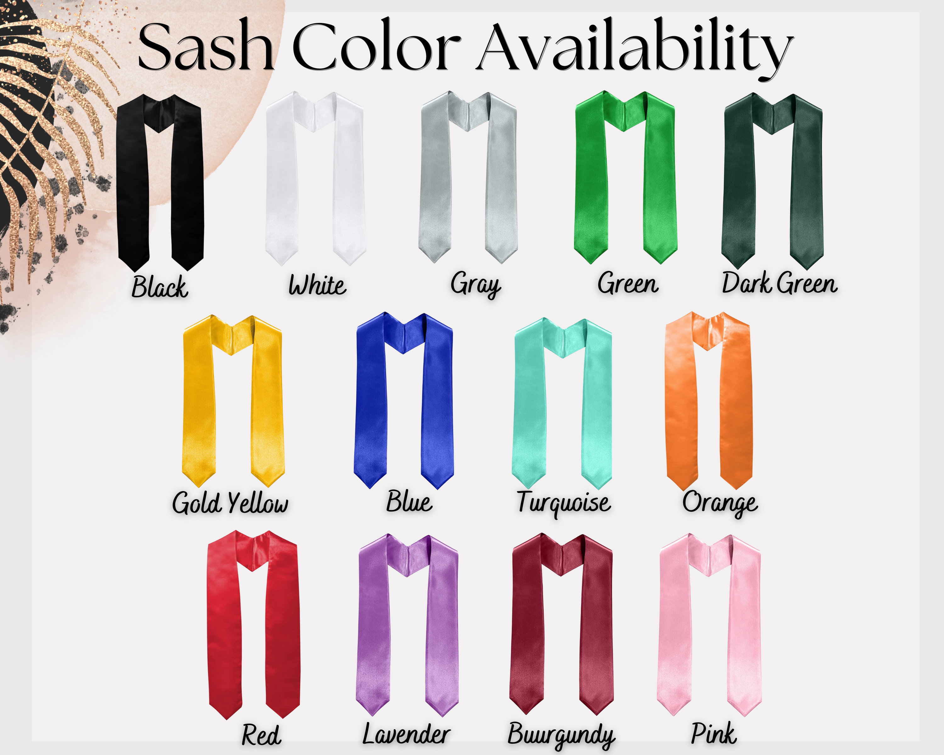 240 colors Plain Honor Stole College Graduation High school Graduation Stole Graduation Sash Class of 2023