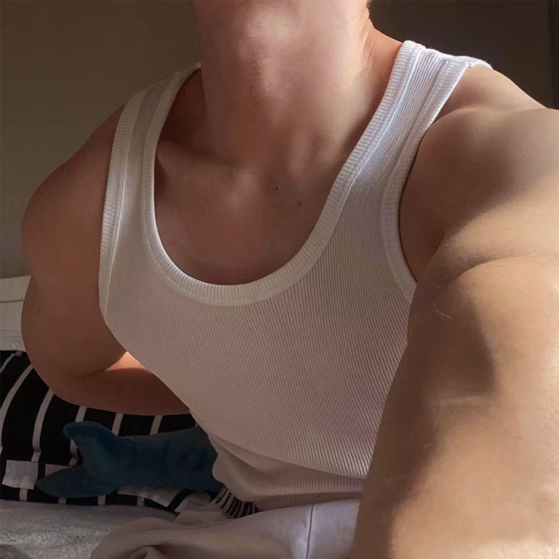 High Quality White Men's Cotton Rib Gym Tank Top Casual Fitness Sexy OEM ODM Breathable Vest Top For Man For Outdoor