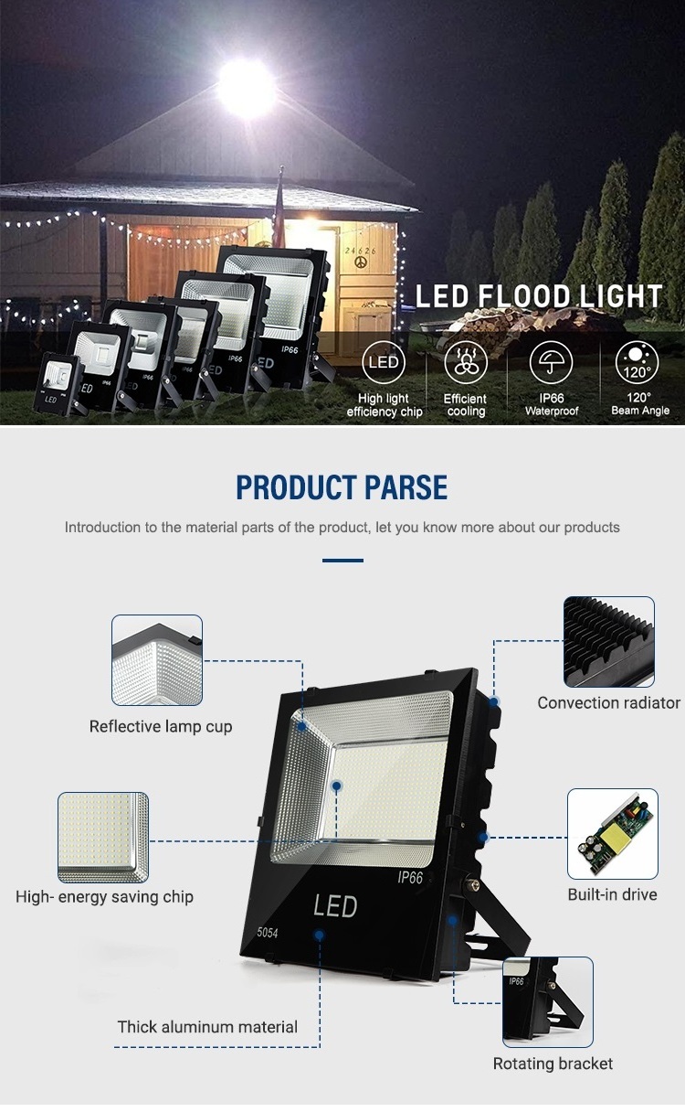 New Design Stadium Smd Aluminum Reflector Ip66 Outdoor Waterproof 10w 20w 30w 50w 100w 150w 200w Led Flood Lights