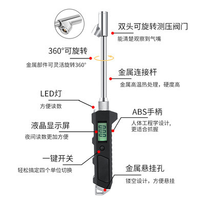 Tire pressure gauge for heavy truck tires