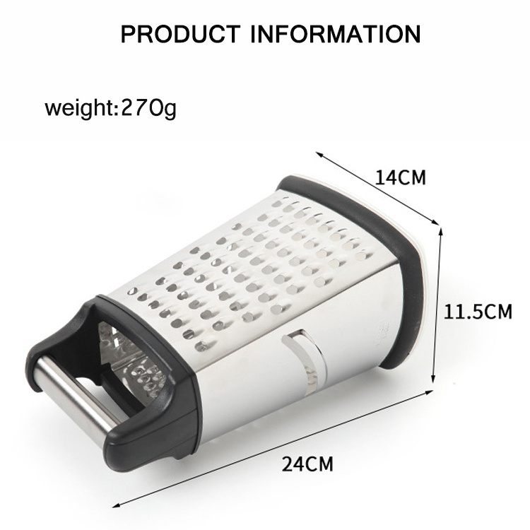 Kitchen Multi-functional Vegetable Cheese Manual Stainless Steel Box Grater With 4 Sides