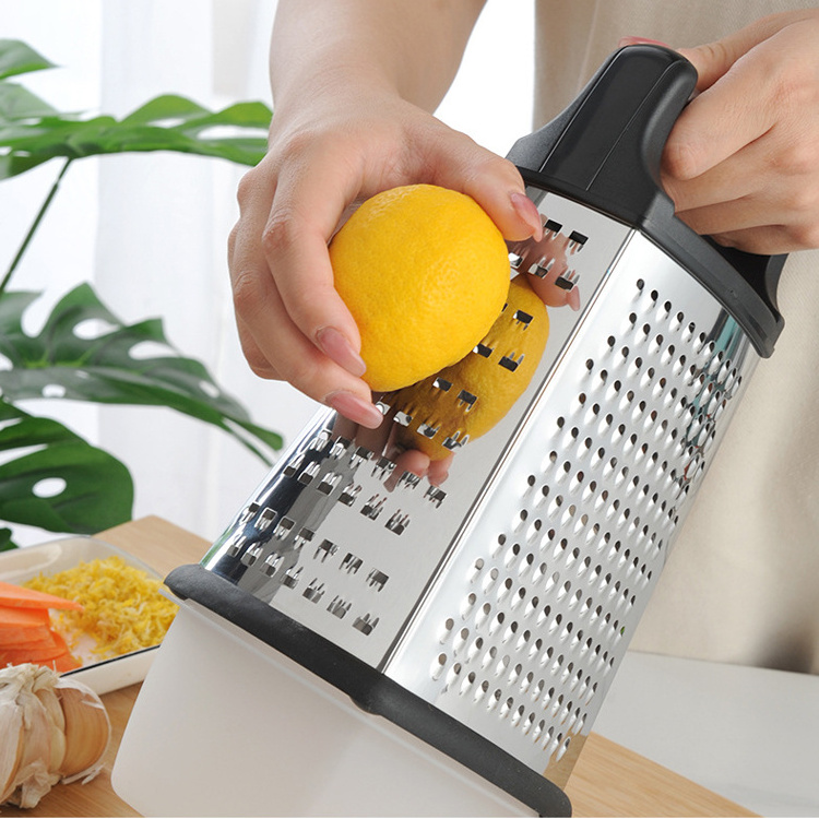 Kitchen Multi-functional Vegetable Cheese Manual Stainless Steel Box Grater With 4 Sides