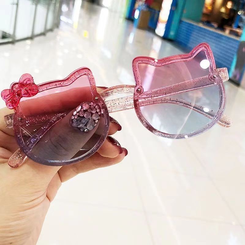 WholesaleNew children's sunglasses girls cute cat ears sunglasses princess baby sun visors UV400 protection