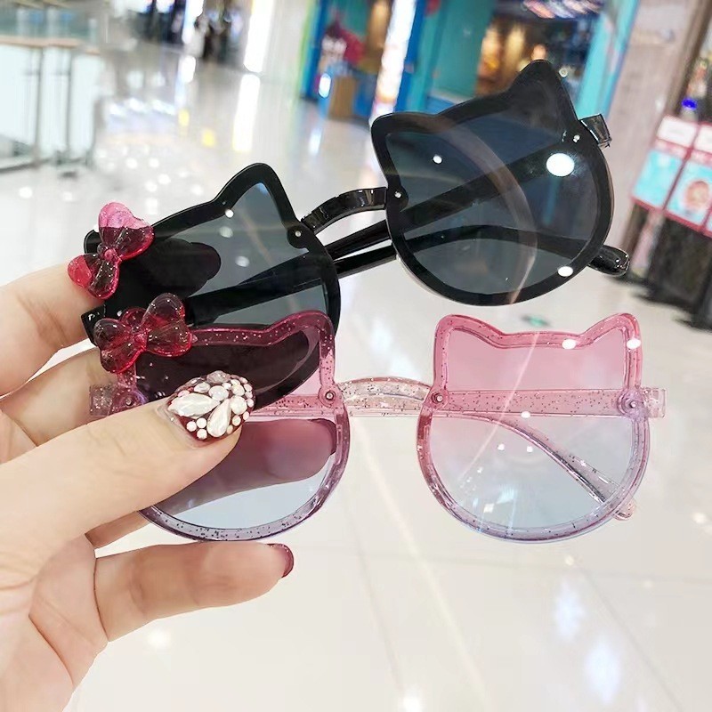 WholesaleNew children's sunglasses girls cute cat ears sunglasses princess baby sun visors UV400 protection