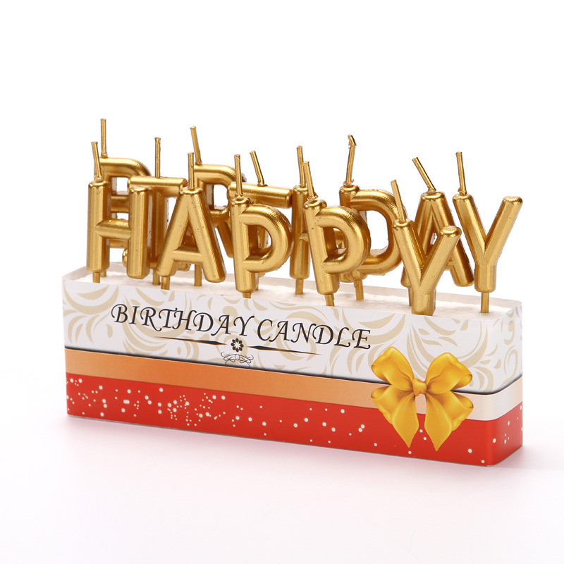 Kid's Gift Craft Cute Colorful Party Supplies Cake Topper Candles Gold Letters Happy Birthday Candle